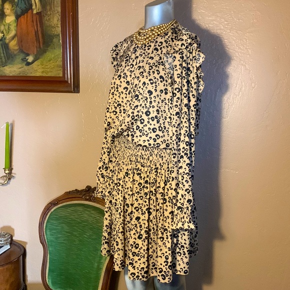 NWOT Scotch & Soda Magical Altitudes Leopard Print Ruffle Midi Dress.  Sz S - Picture 2 of 5